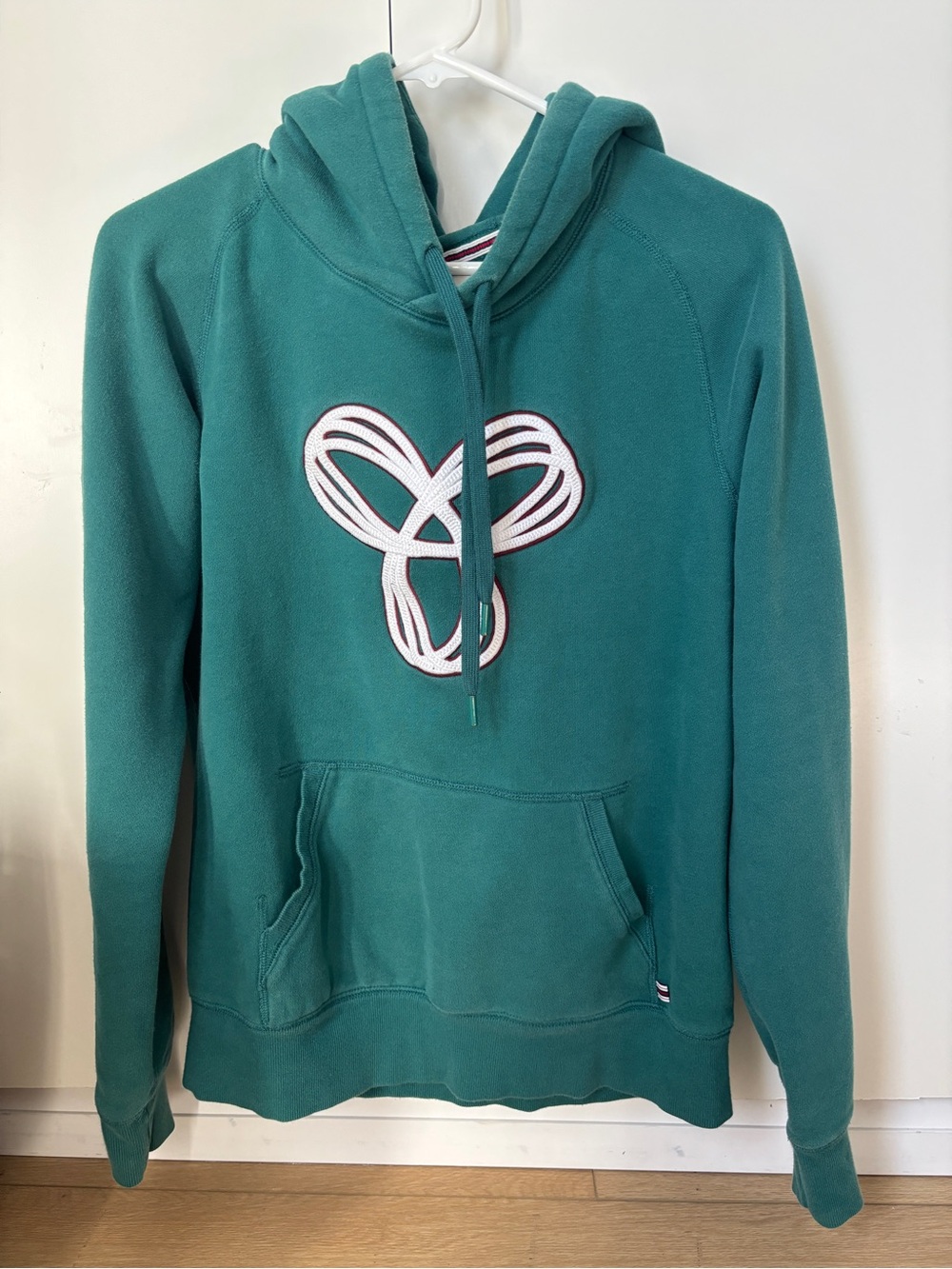 TNA Teal Hooded Pullover Sweater with Embroidered Logo